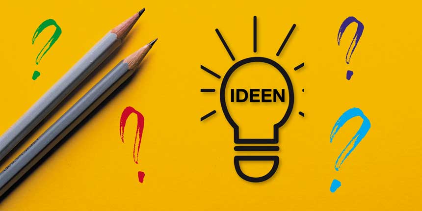 Webseiten-Ziele, Bleistifte Ideensuche mit vielen Fragezeichen